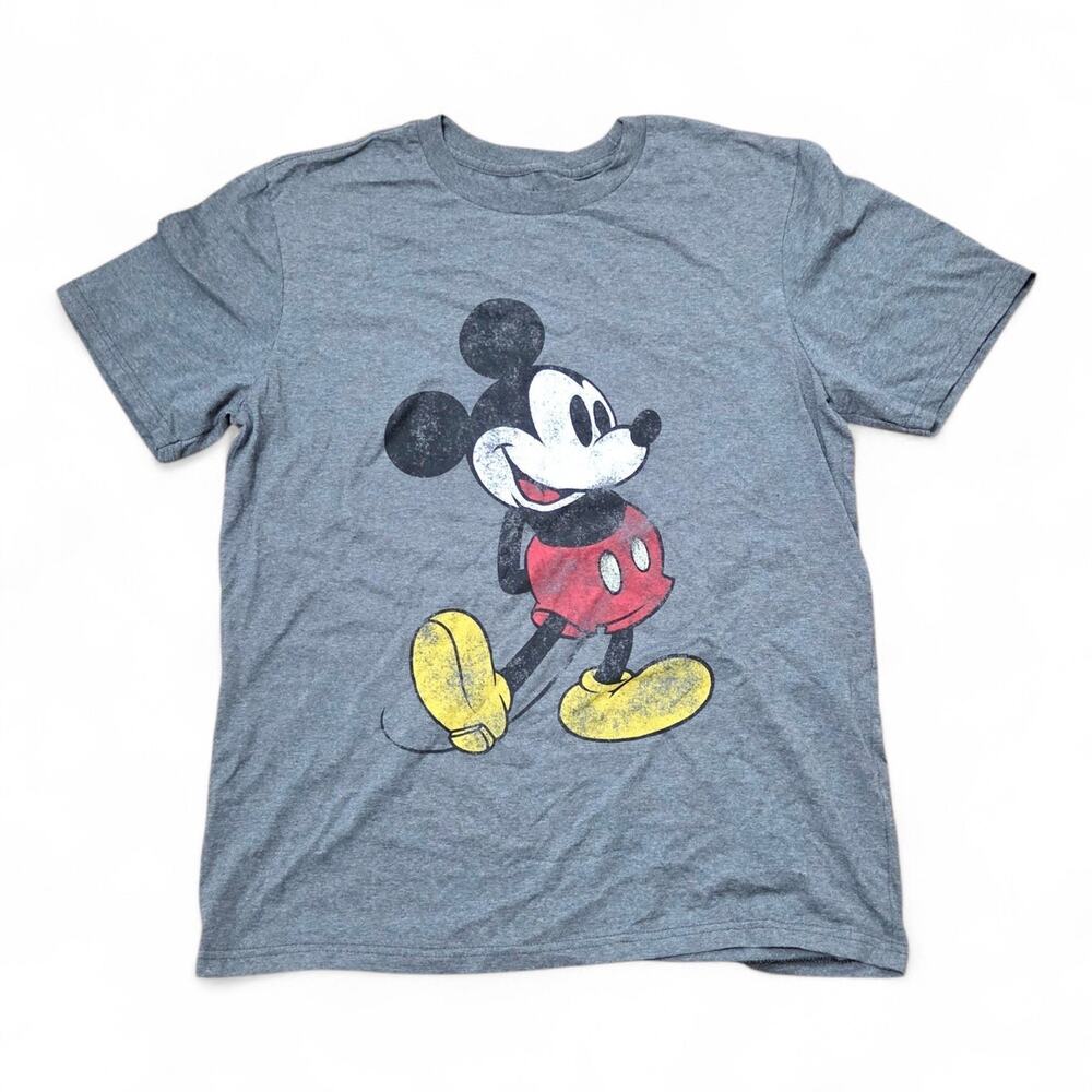 Disney Mickey Mouse Classic Distressed T-Shirt Mens Medium Heather Gray Retro